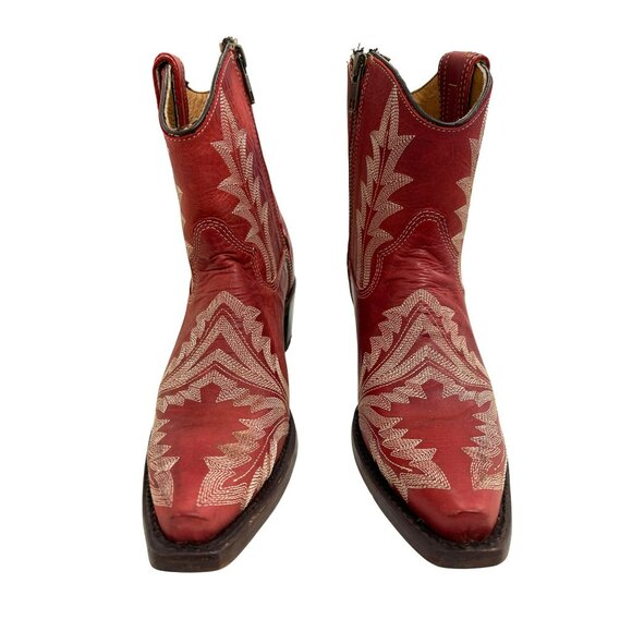 Circle G by Corral Womens Red Embroidered Cowboy Ankle Boots Size 8 - Picture 2 of 7